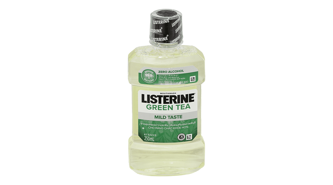 Tham khảo mẫu thiết kế chai Nước súc miệng Listerine Natural Green Tea không cay ngừa mảng bám chai 250ml