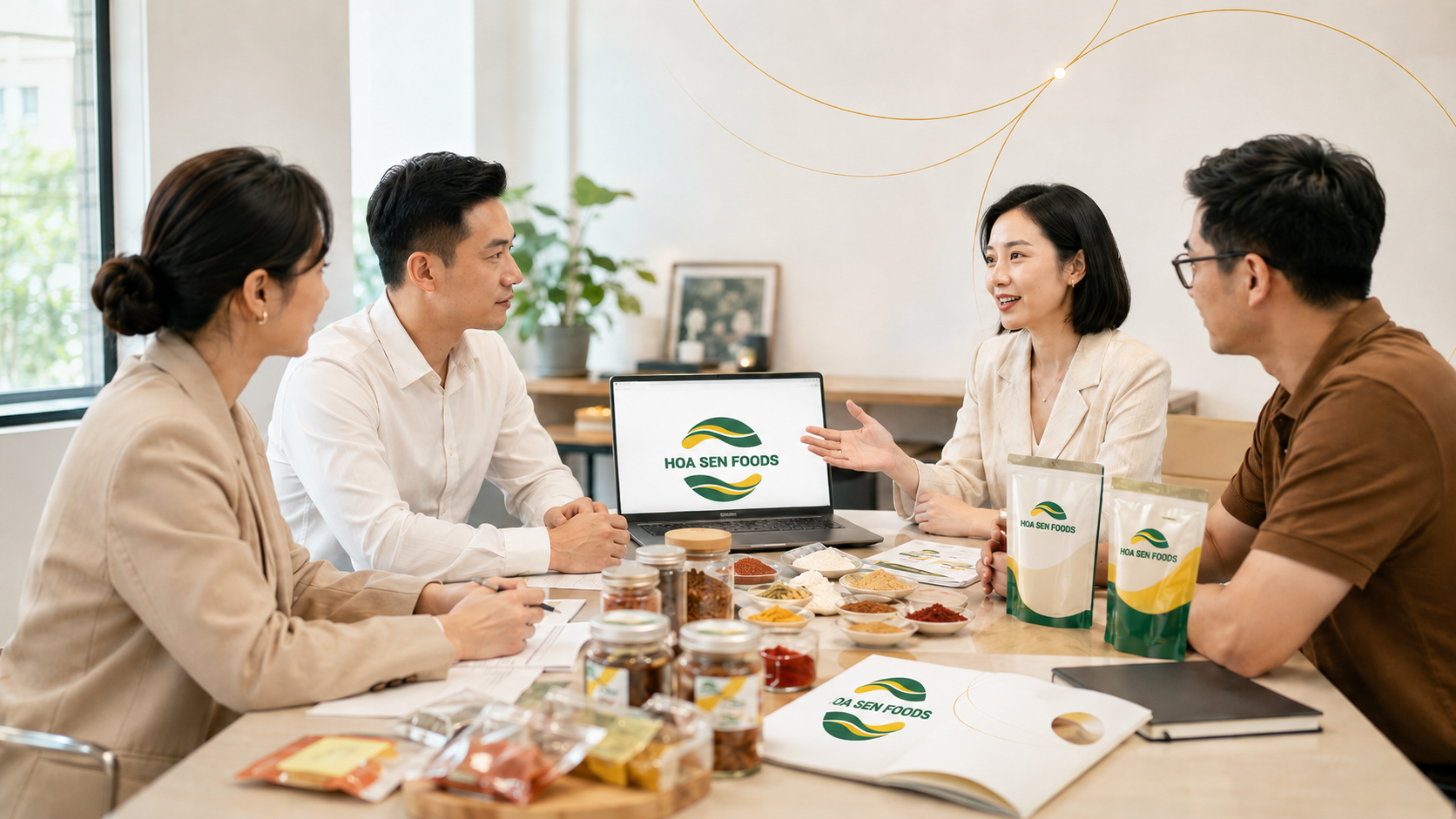 Minh họa quy trình thương hiệu đi vào tư vấn R&D báo giá sản xuất và bàn giao của Hoa Sen Foods