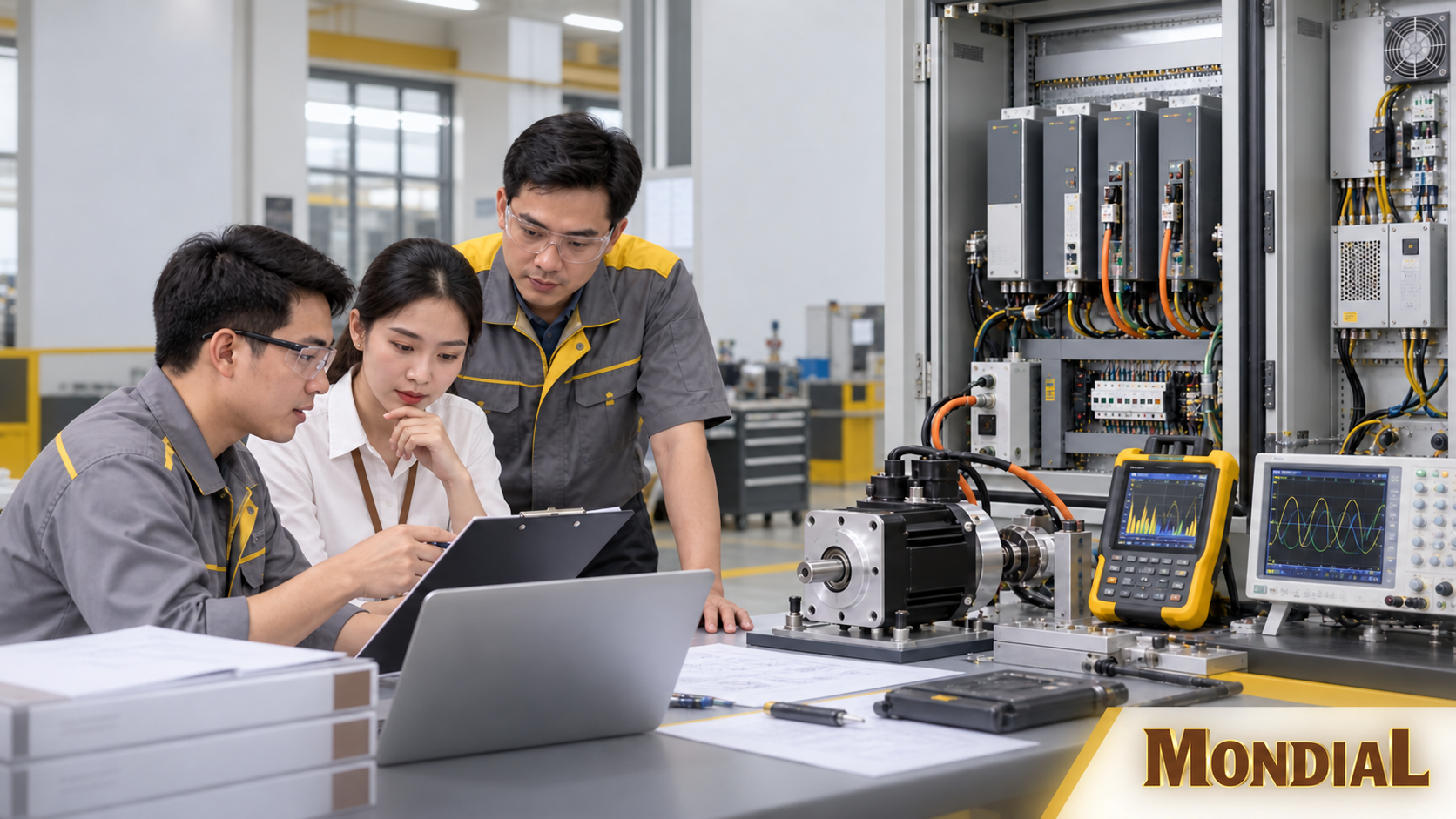 Kỹ sư thực hiện FAT và kiểm tra hệ thống servo drive trước nghiệm thu