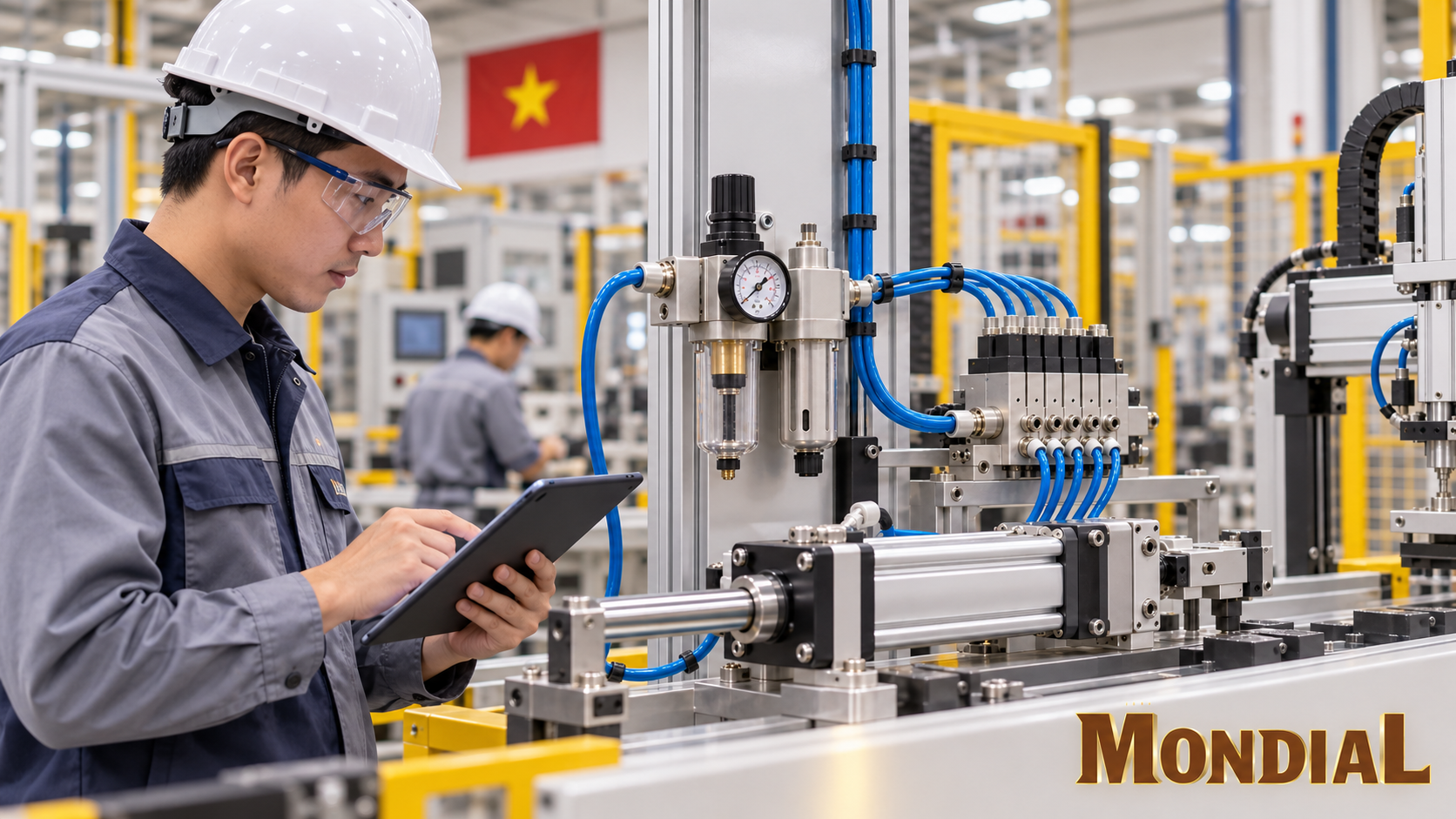 Kỹ sư kiểm tra năng lực nhà cung cấp thiết bị khí nén công nghiệp