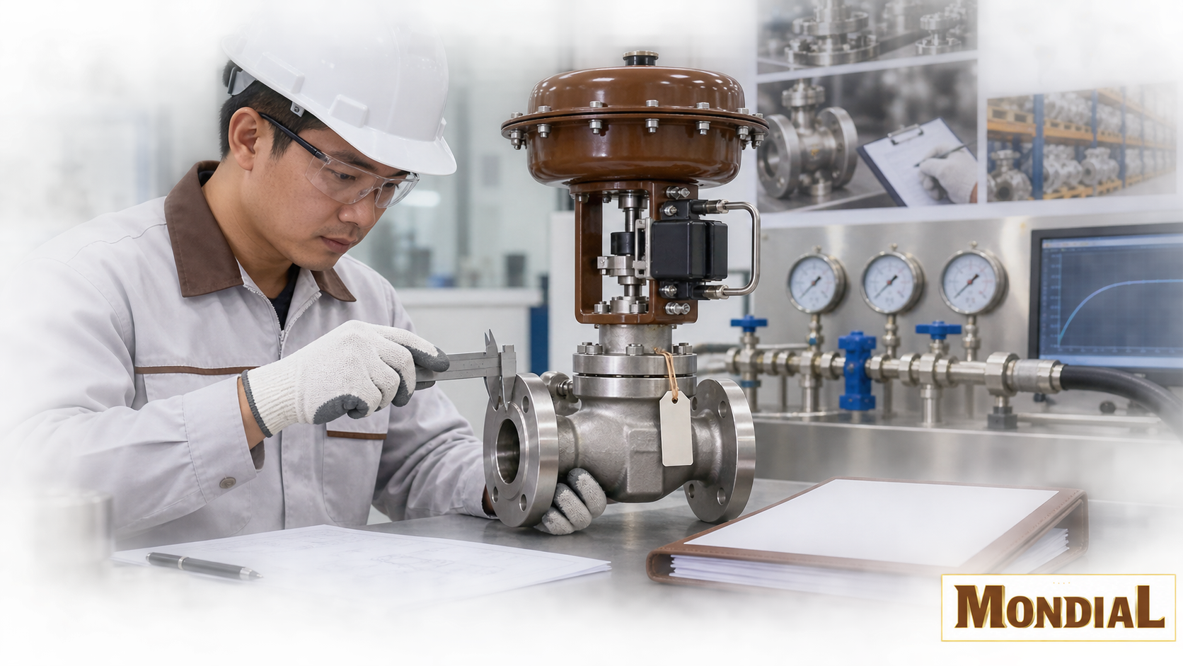 Kỹ sư kiểm tra chất lượng và hồ sơ van công nghiệp