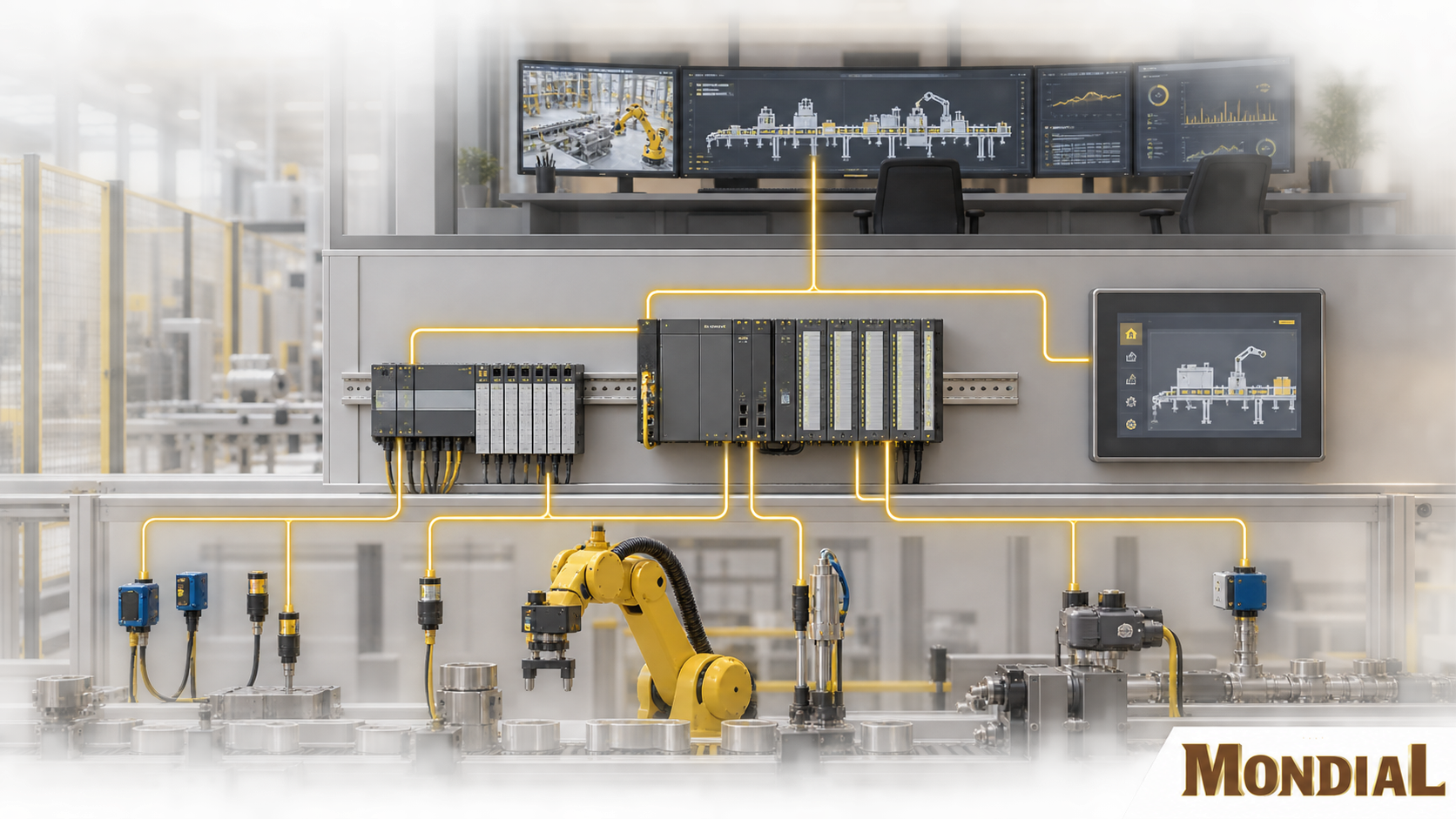 Kiến trúc kết nối cảm biến remote I/O PLC HMI và SCADA trong nhà máy